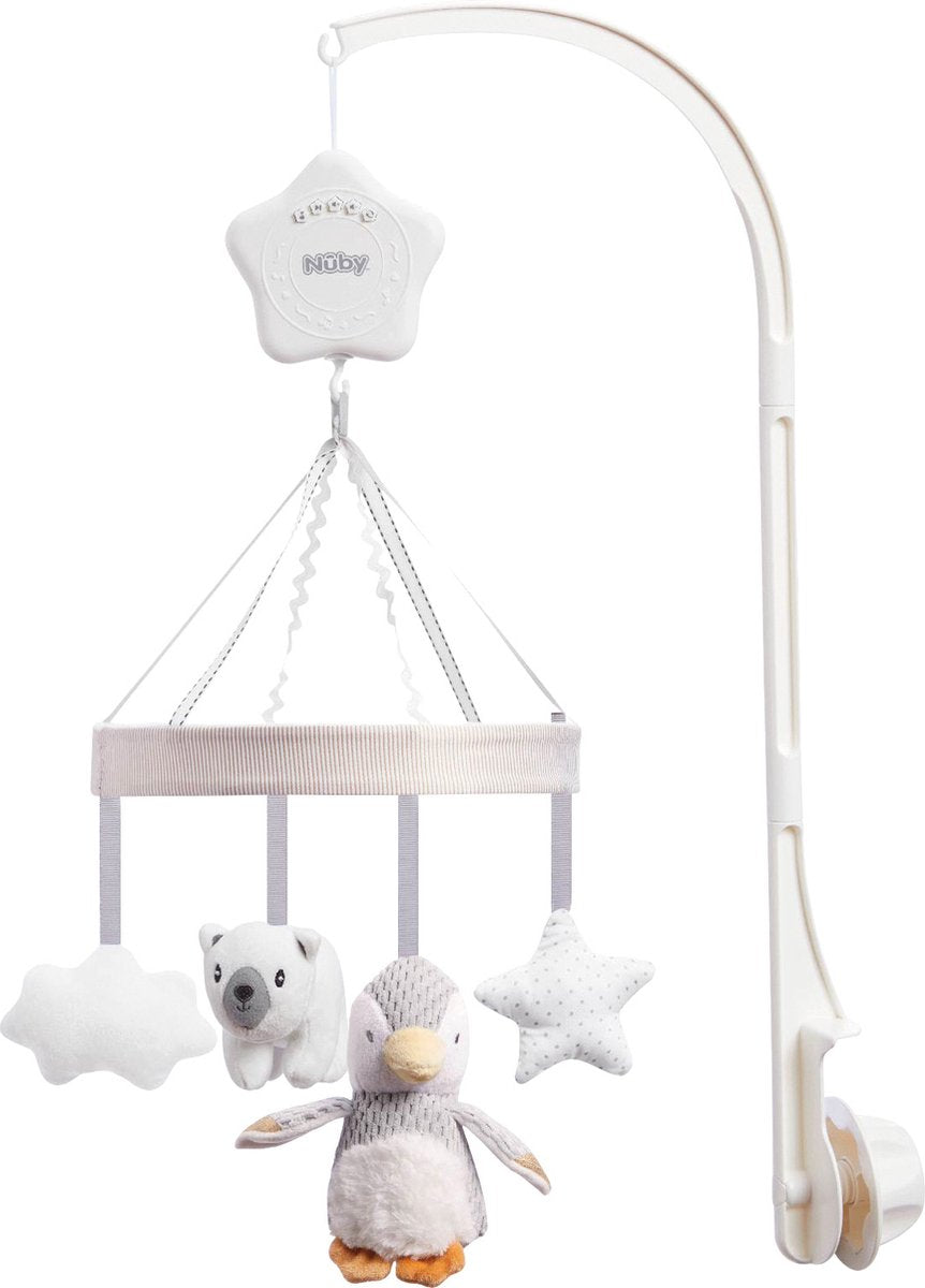 Nûby - little penguin muziekmobiel - mobiel voor babybedje met leuke figuurtjes en zachte kleuren - 0+ maanden