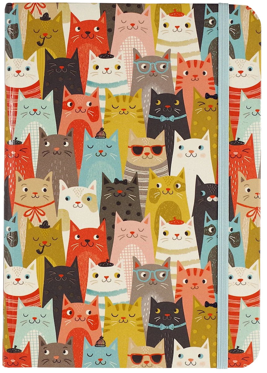 Peter pauper compacte notitieboek - cats - met elastieksluiting - 13x18 cm