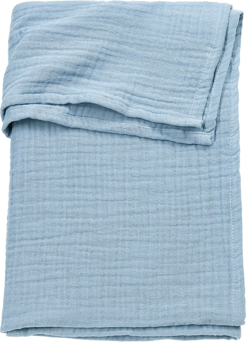 Meyco baby uni wieglaken - pre-washed hydrofiel - jeans blue - 75x100cm - 0.3 tog