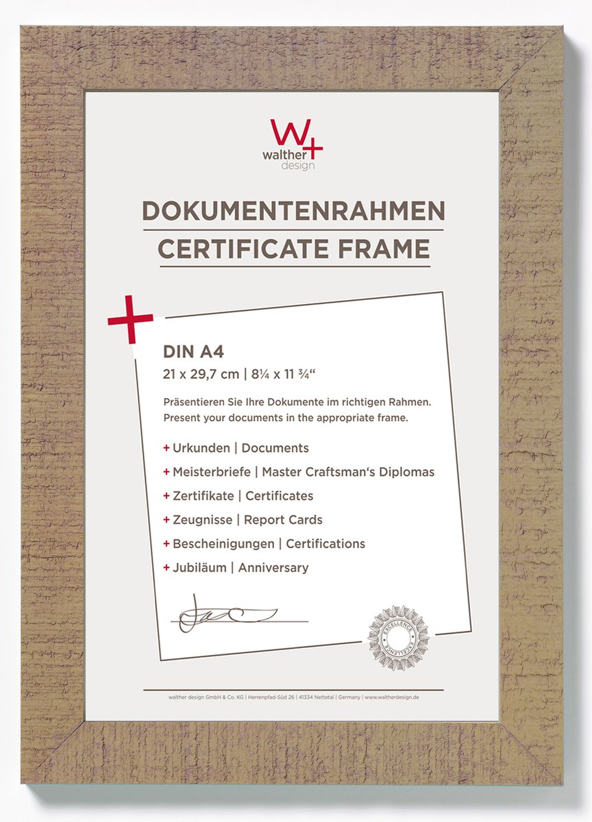 Walther home - houten lijst - fotoformaat 21x29,7 cm (din a4) - beige bruin