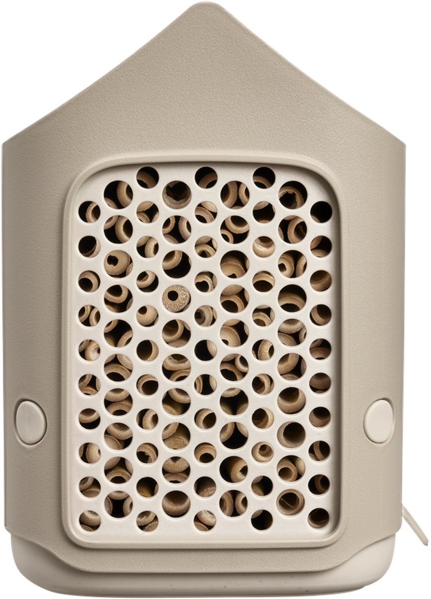 Elho cosy insect hotel 18cm - geschikt voor insecten en bijen - 100% gerecycled plastic - l17.6 x b18 x h23 cm - paddenstoel beige