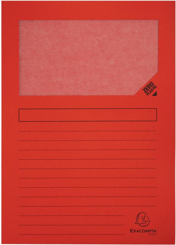 Exacompta forever® pak van 100 venstermappen 120g m2 - 22x31cm voor a4 - rood - 50105e