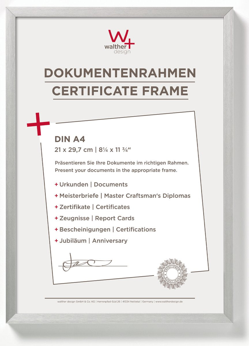 Walther chair - aluminium fotolijst - fotomaat 21x29,7 cm (a4) - zilver