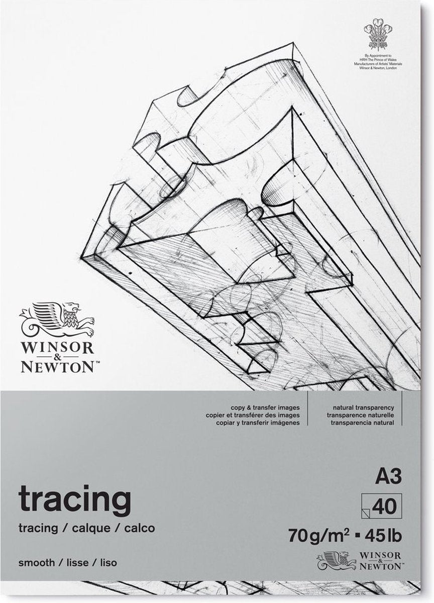 Winsor newton 6674002 tracing paper pad a3 – 70 g m², 40 vellen, transparant papier voor tekenen, schetsen overlays