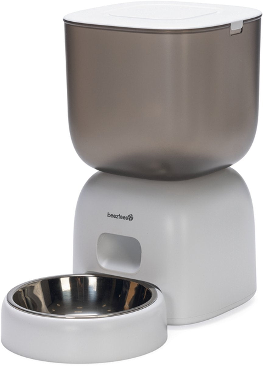 Beeztees chris automatische voerbak kat - smart - met app - voerautomaat kat - wit - 3 liter