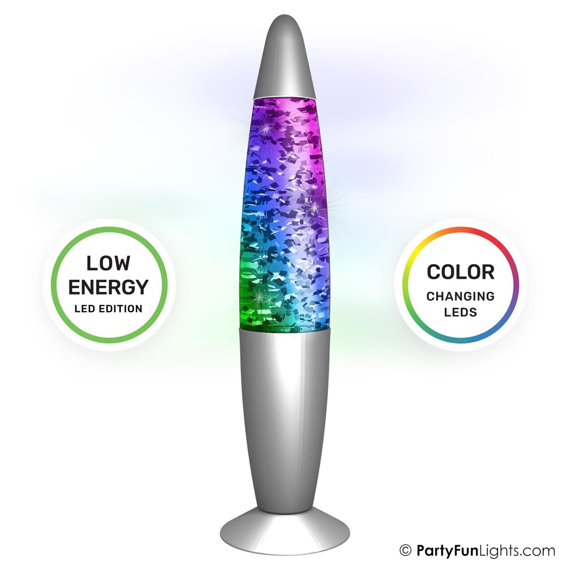 Partyfun lights lava lamp glitter led colour changing