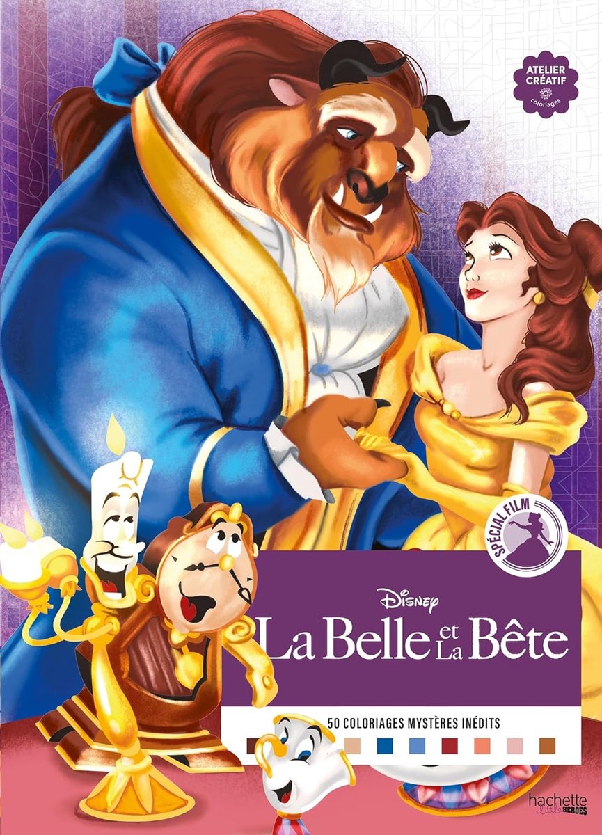 Hachette heroes 50 coloriages mystères inédits - disney la belle et la bête - kleuren op nummer kleurboek voor volwassenen en kinderen