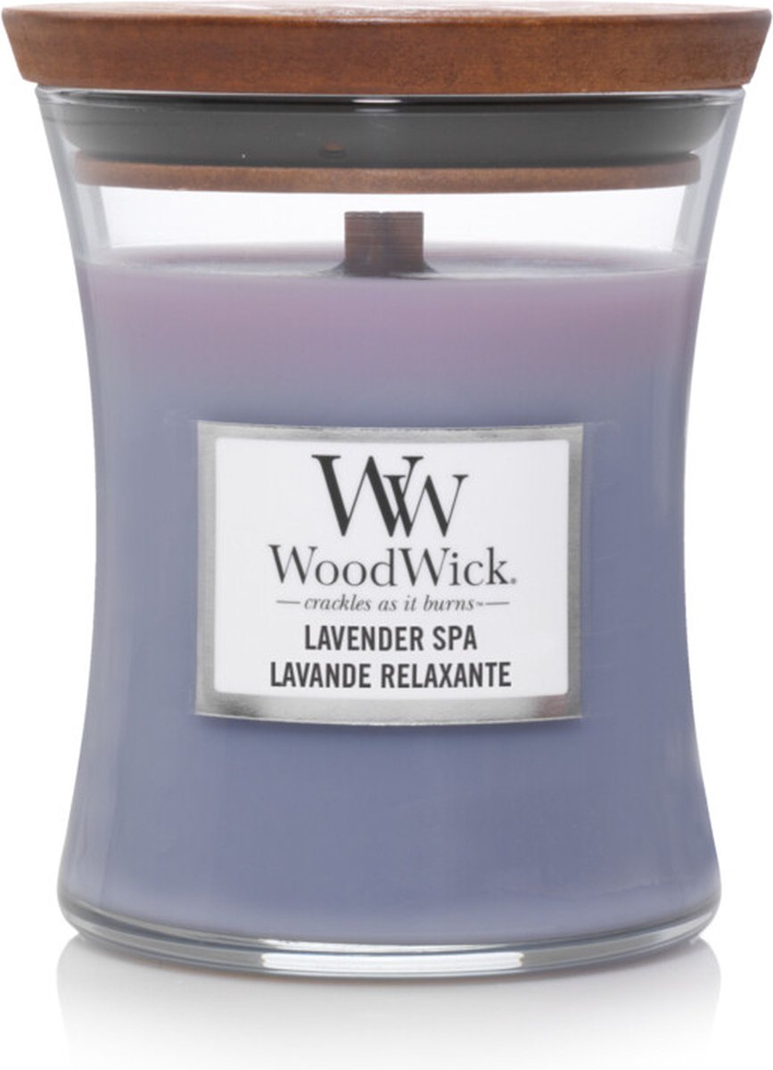 Woodwick hourglass medium geurkaars - lavender spa - 60 branduren