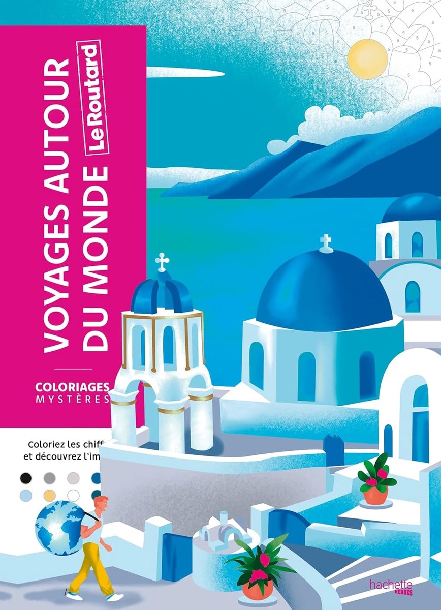 Hachette heroes coloriages mystères - le routard - voyages autour du monde - hachette - kleuren op nummer kleurboek voor volwassenen