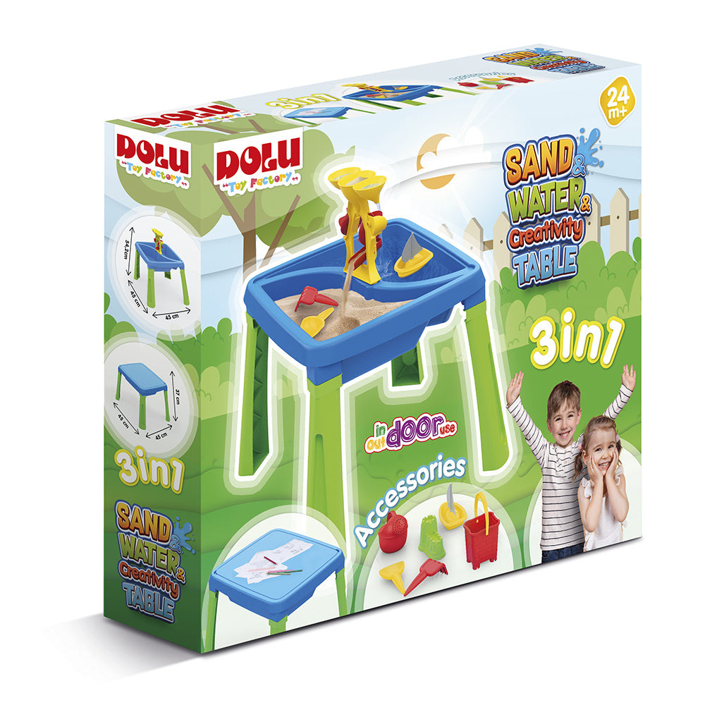 Dolu zand-watertafel + accessoires blauw groen