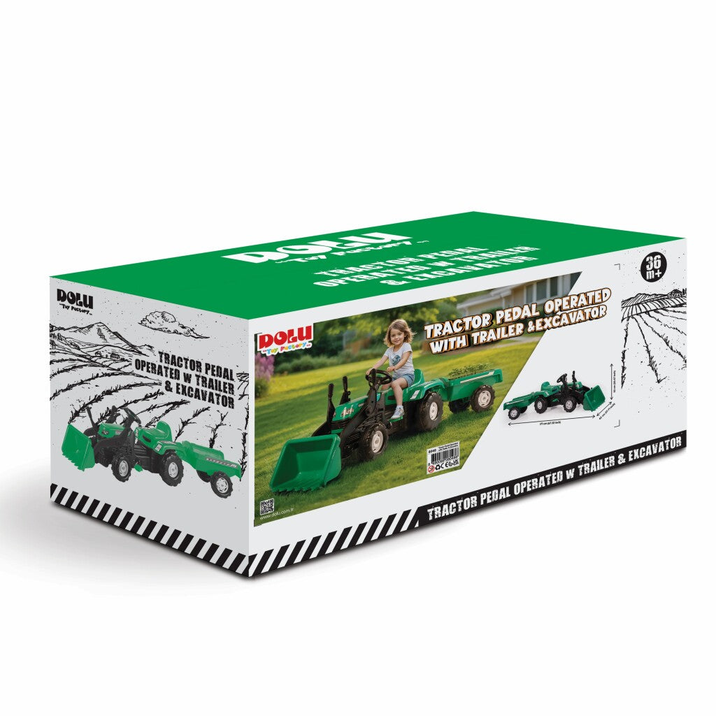 Dolu trekkerpedaal pedaal + aanhanger groen