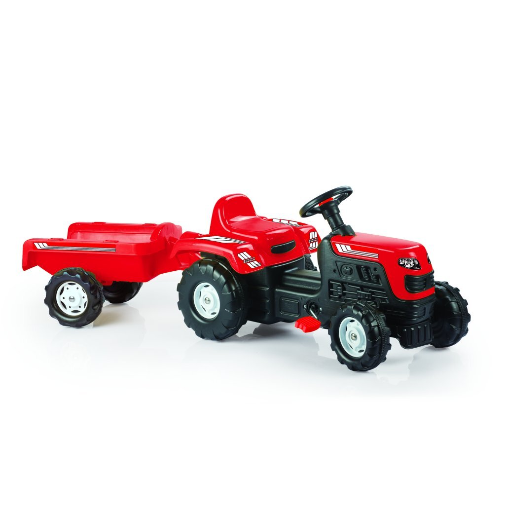 Dolu traptractor met aanhanger rood zwart