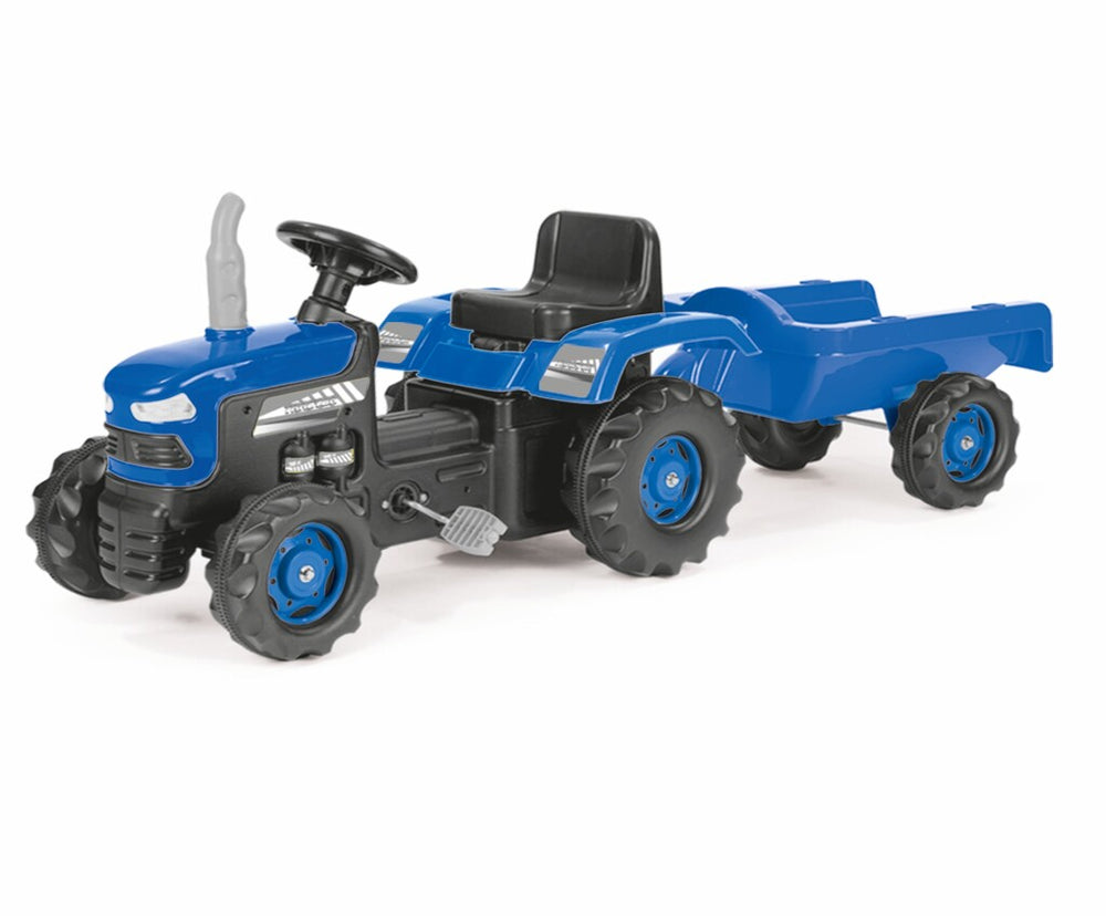 Dolu traptractor met aanghanger claxon blauw zwart