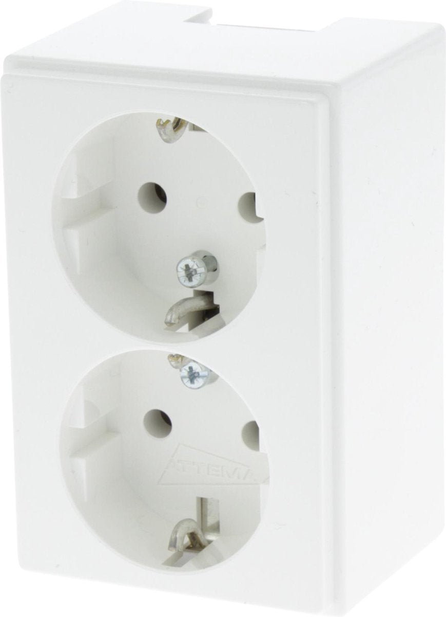 Attema p25 contactdoos – 2–voudig – randaarde – polarwit