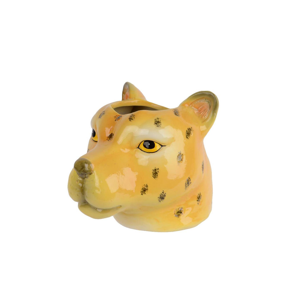 Decoris bloempot luipaard porselein 10x13x10,8cm
