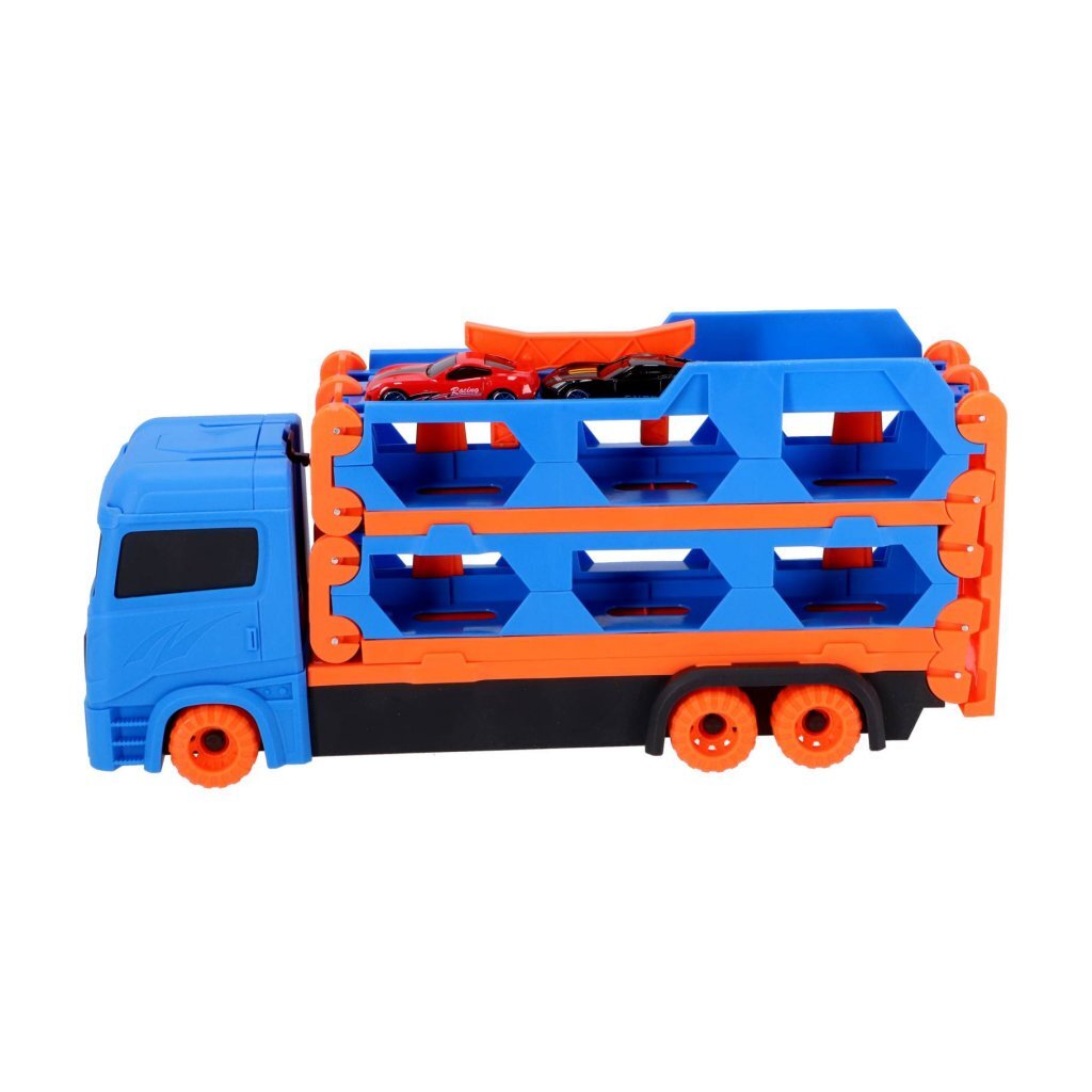 Overige merken pop-up autotransporter met 2 metalen auto's