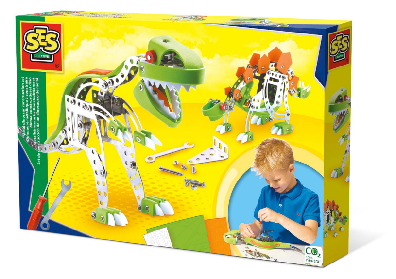 Ses creative ses - metal construction set dino - with 3 colors of foam parts - including bolts, nuts, wrench and screwdriver - crafting boys - dinosaur toy
