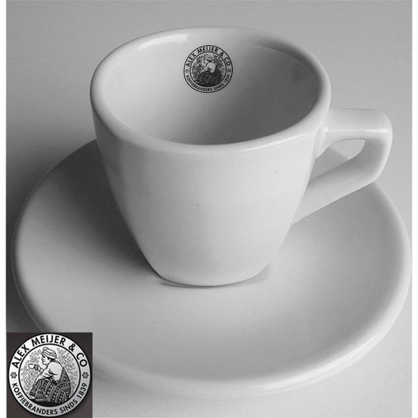 Intermezzo espresso kop en schotel alex meijer logo 3 stuks