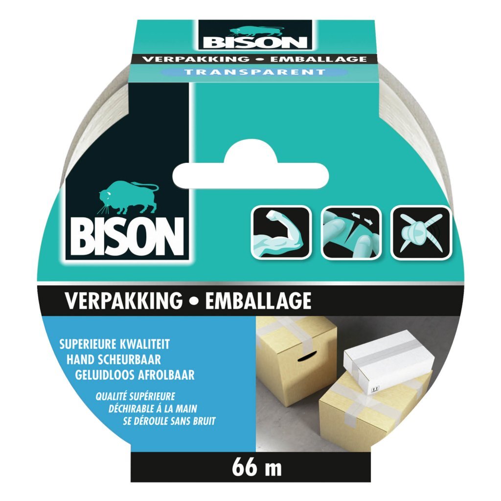 Bison verpakkingstape transparant rol 66 mx 50 mm