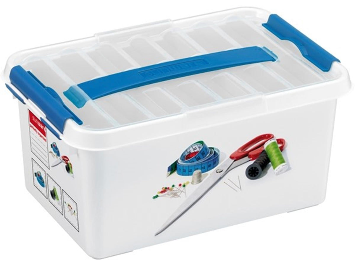Sunware q-line multibox naaidoos met inzet 6 liter wit blauw 30x20x14cm