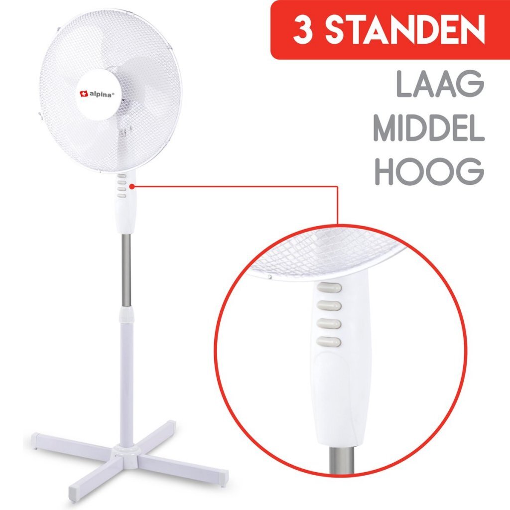 Alpina statiefventilator 40 cm wit