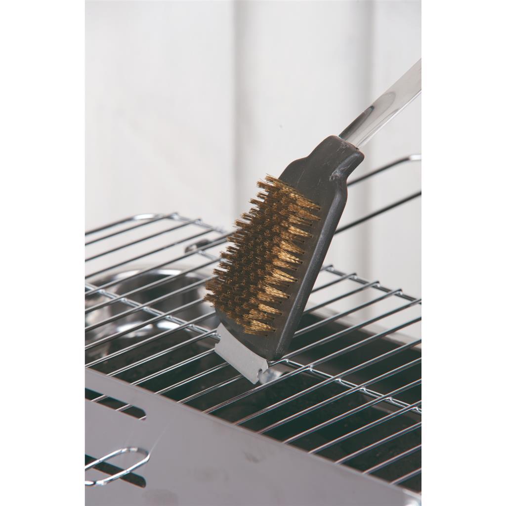 Bbq collectie borstel met schraper RVS eiken