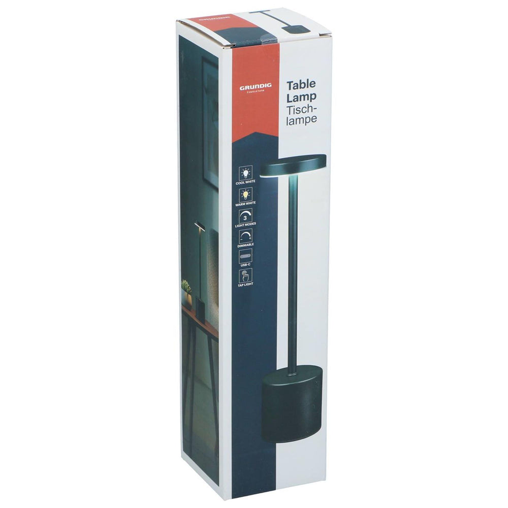 Grundig tafellamp modern zwart usb-c oplaadbaar 8x34,5cm
