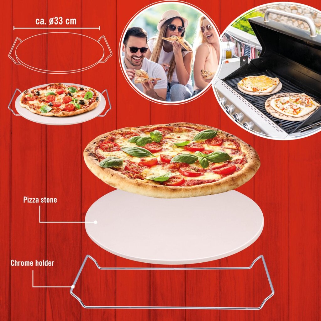Bbq collectie ovensteen bak pizza, brood en toast ?33cm