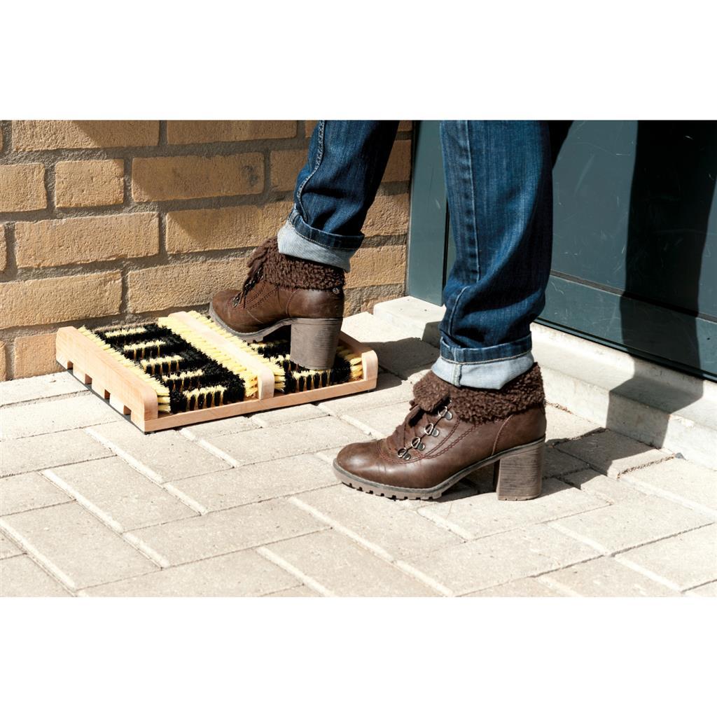 Basic houten schoenen en laarzen voetveger met borstels 35x26x5,5 cm