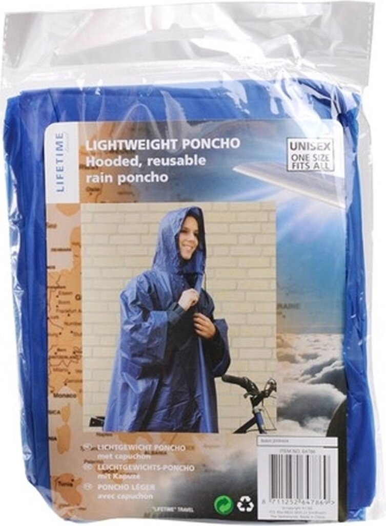 Levenslange regenponcho met capuchon | blauw