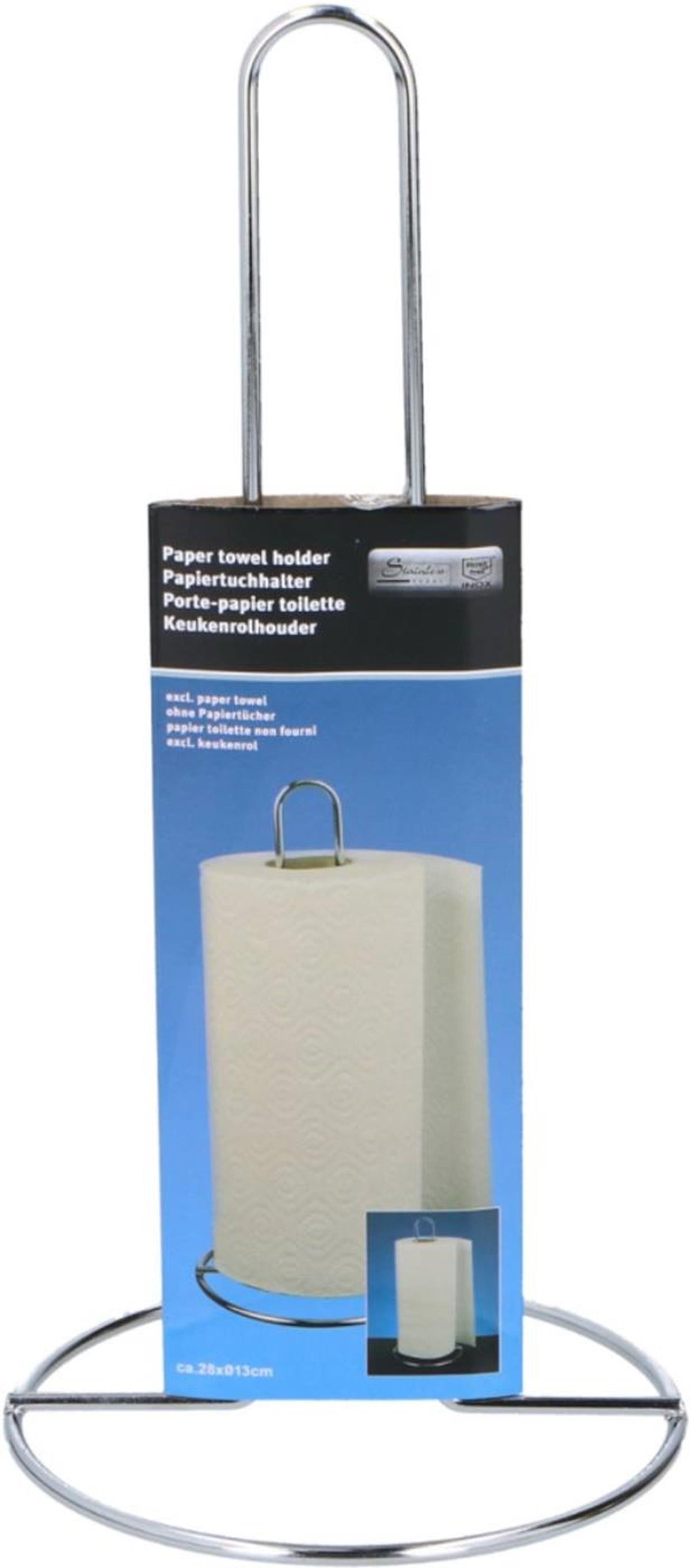 Basic keukenrolhouder staand rvs 28cm