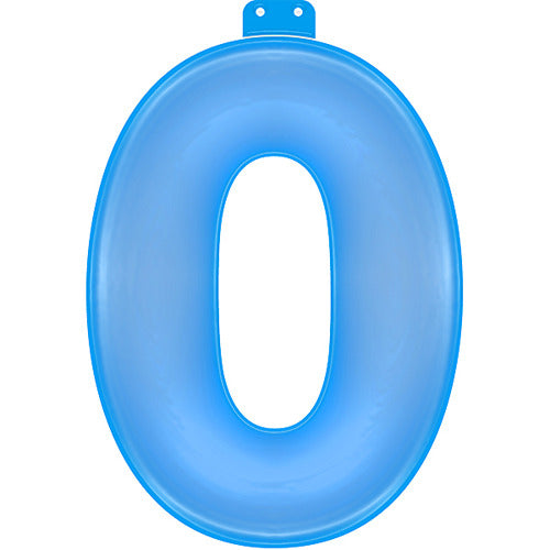 Basis opblaasbaar cijfer 0 blauw 35cm
