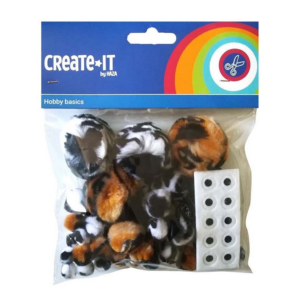 Create it create-it pompon dierenmix en oogjes 60 stuks