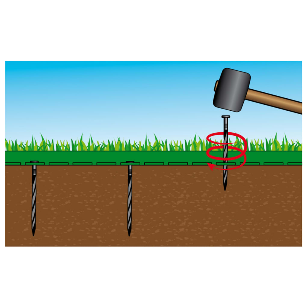 Natuurborderrandset h5 cm x 10 m met grondpennen grijs