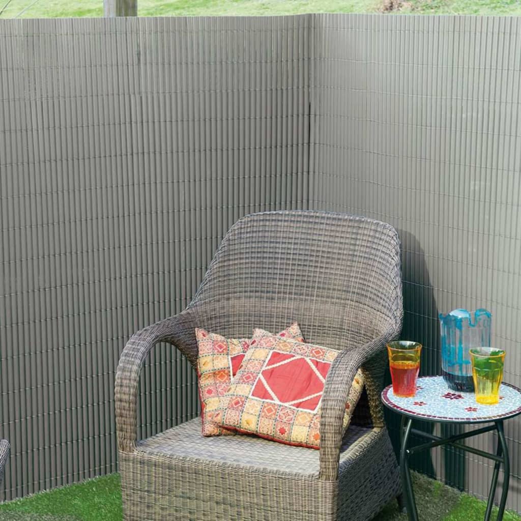 Nature tuinscherm dubbelzijdig 1x3m pvc grijs