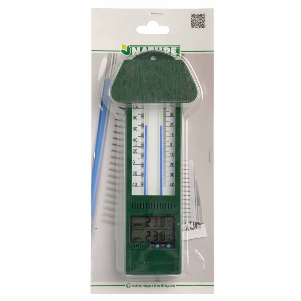 Natuur tuinthermometer min-max digitaal 9,5x2,5x24 cm