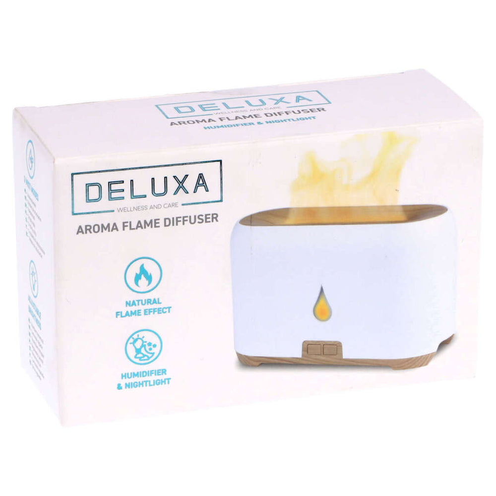 Deluxa witte vlam diffuser luchtbevochtiger met houtlook
