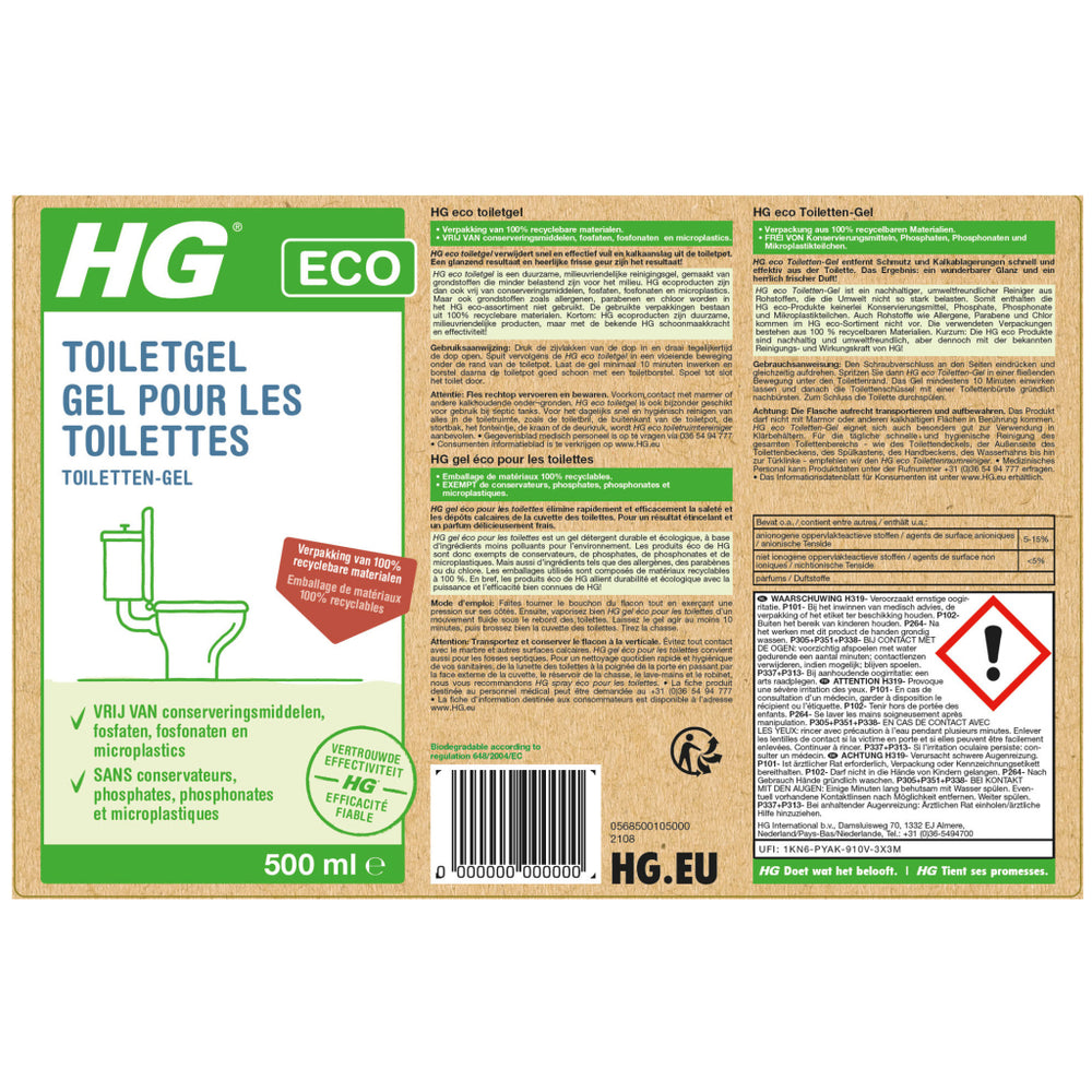 Hg eco toiletgel 500ml flacon