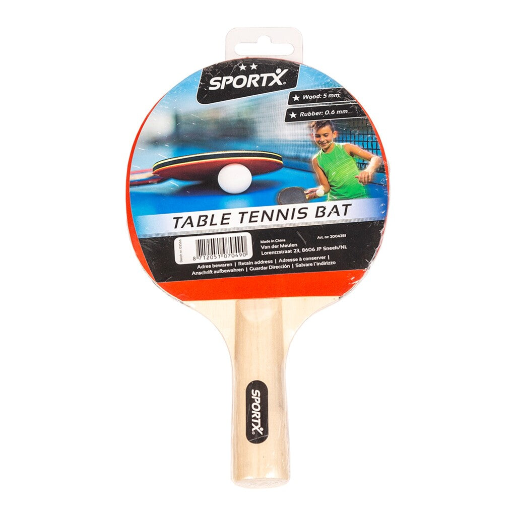 Sportx 2 sterren tafeltennisbat hout rubber