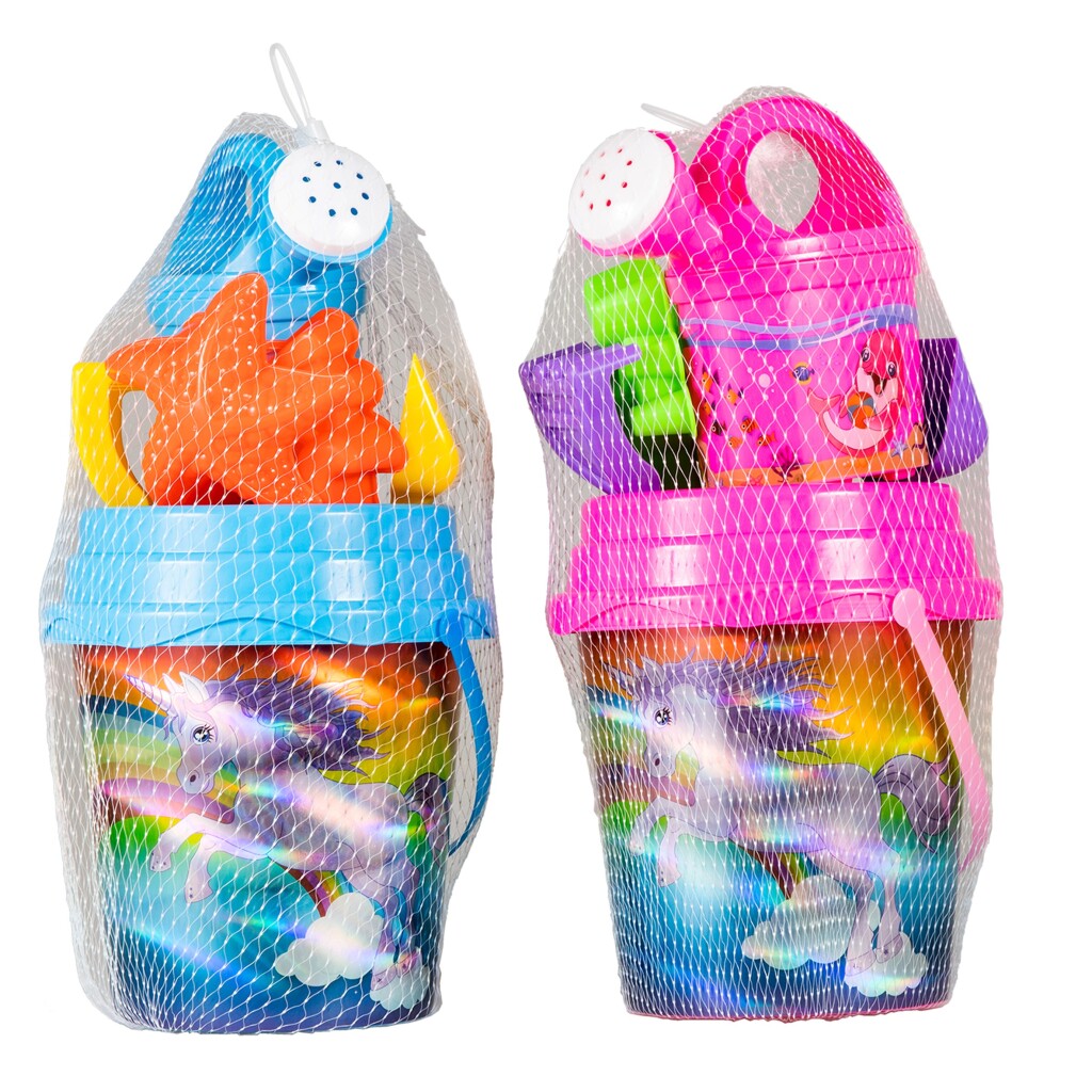 Zomerse strandset eenhoorn laserprint 7dlg 2ass