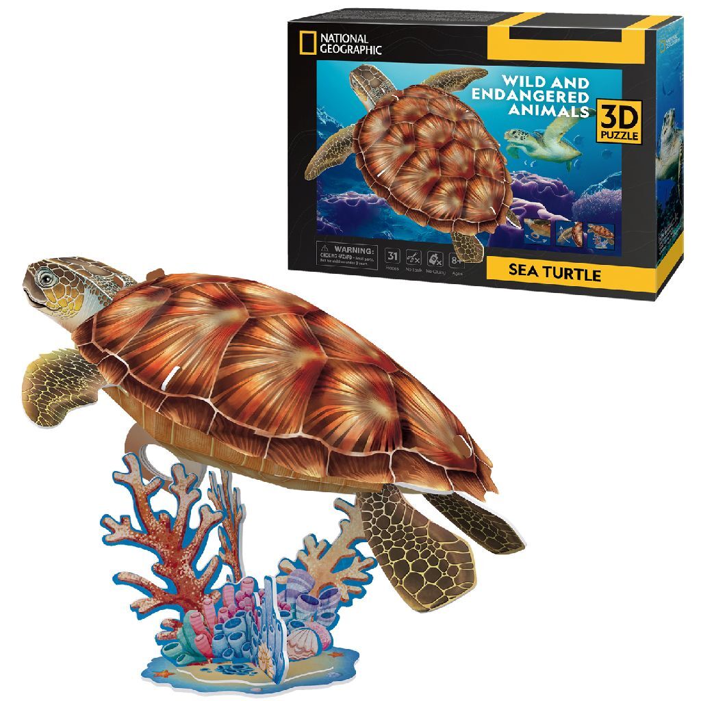 Kubieke leuke national geographic 3d puzzel zeeschildpad 31 stukjes