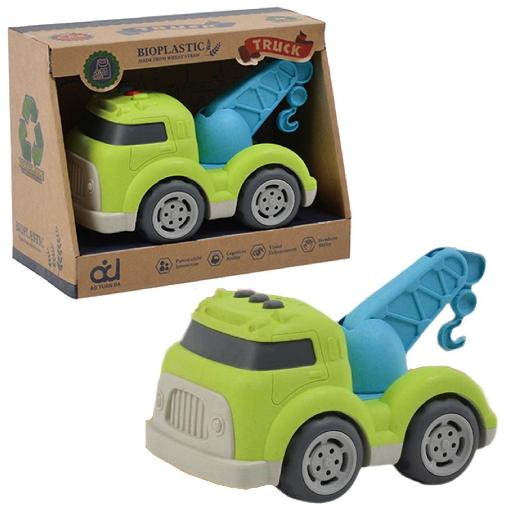 Overige merken bioplastic slaapwagen 18 cm blauw groen