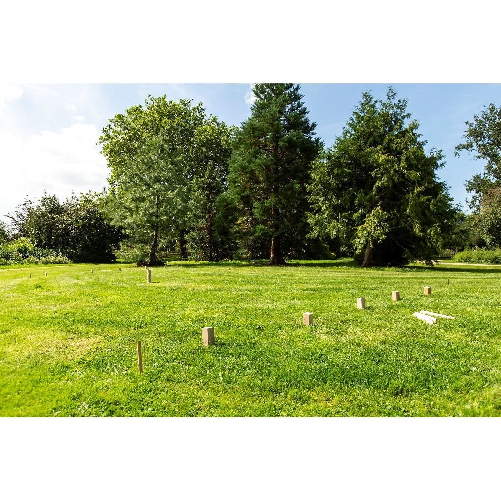 Outdoor play houten kubb game + draagtas