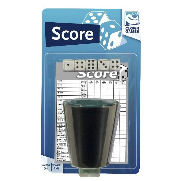 Clownspellen dobbelset en scoreblok