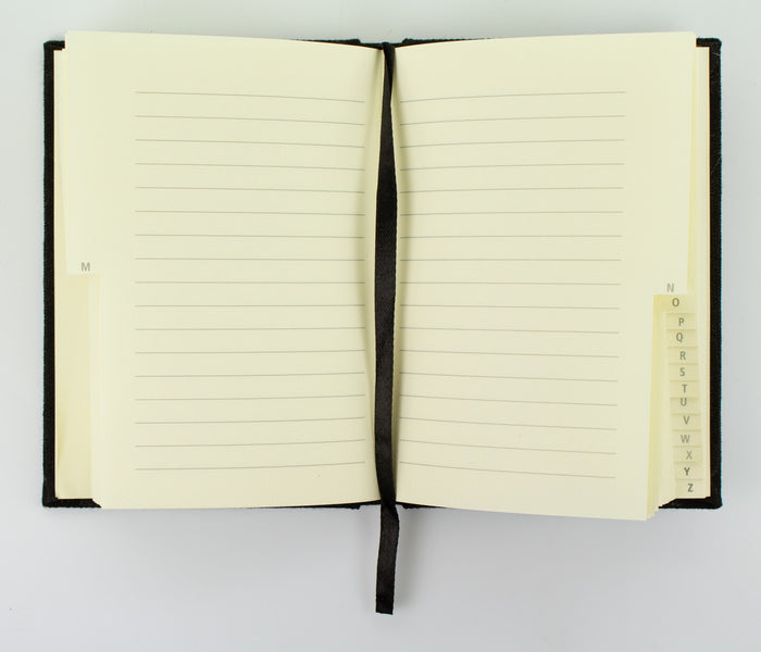 Kangaro k-5106 alfabetboek a6 az linnen harde kaft zwart, 208 pagina's, leeslint, elastiek