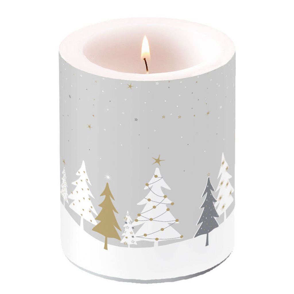 Ambiente stompkaars middernachtbomen 10x12 cm grijs