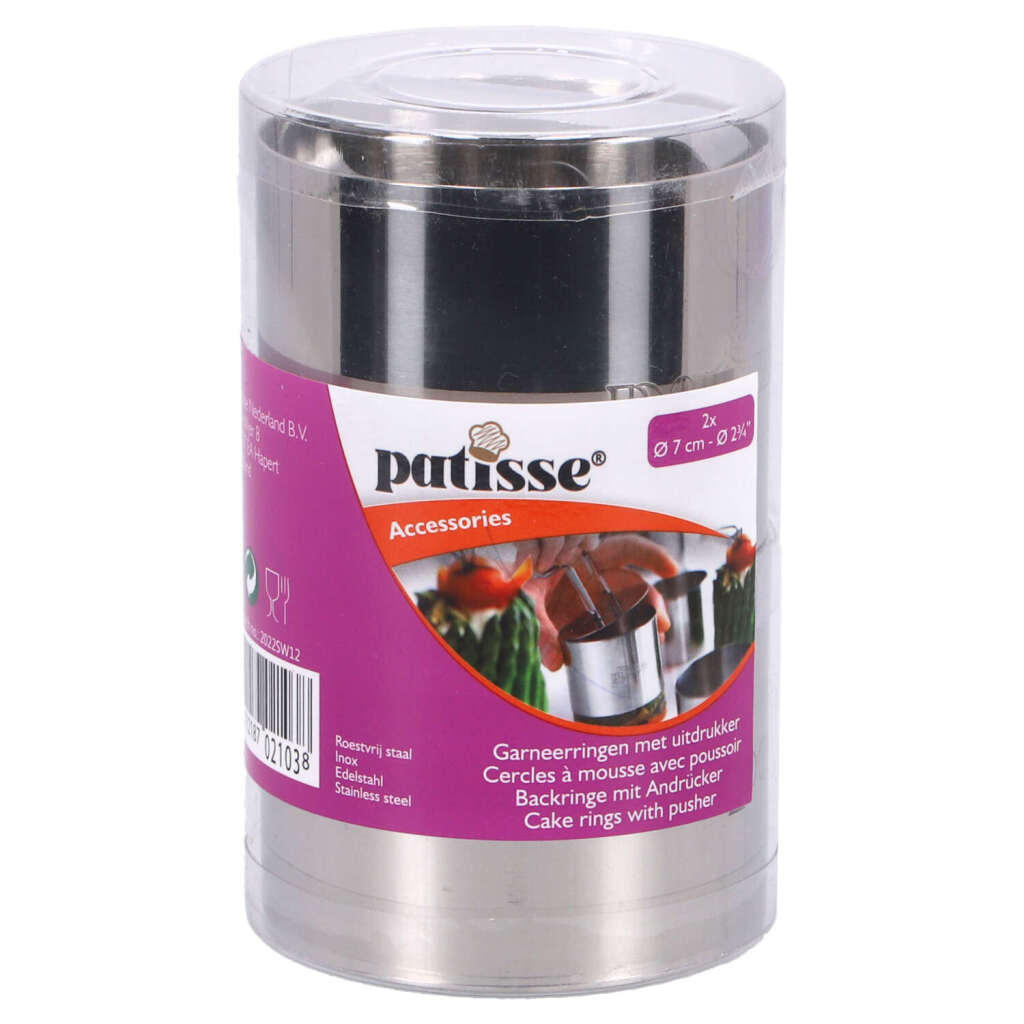 Patisse garneerringen met uitdrukker 7x5,5 cm 3-delig RVS
