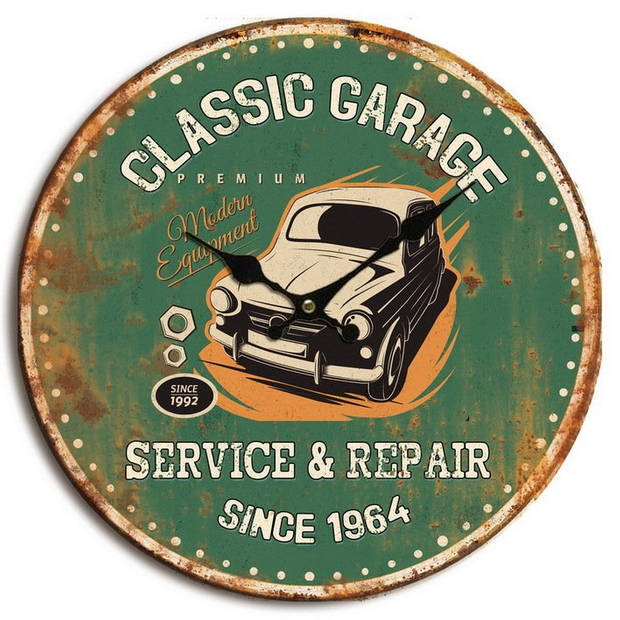 Balans Balans 596579 Metalen Analoge Wandklok met Print Groen Oslash; 40 cm