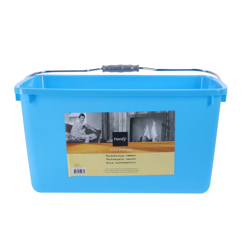 Handige rechthoekige emmer 15l blauw