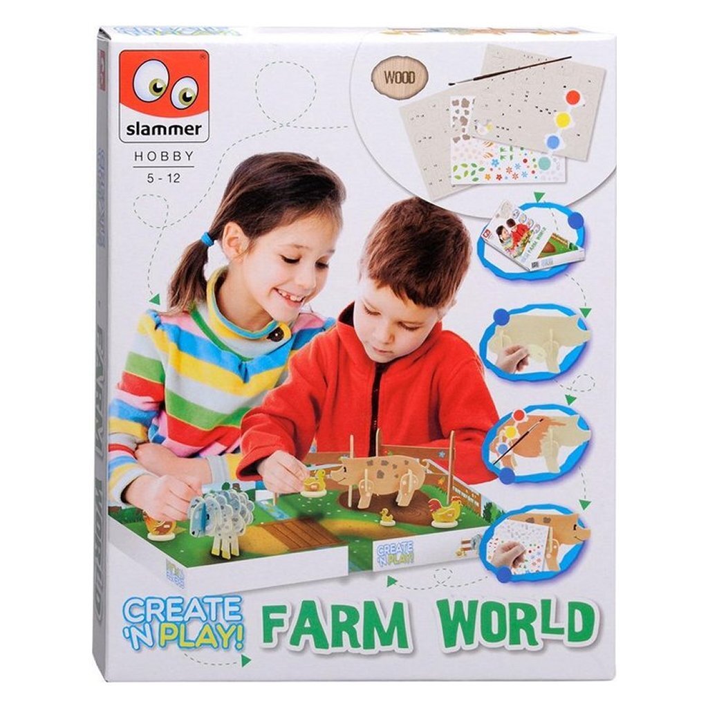 Slammer create and play farm world houten knutsel set